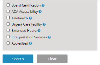 Find a Doctor Check Boxes